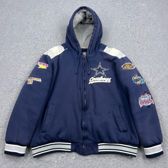 NFL Other - NFL Dallas Cowboys Super Bowl Champions Jacket Men's XL Blue Zip Hoodie Patches